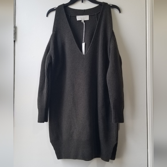 Michelle Mason Women’s Wool Cashmere Blend Cold Shoulder Sweater Dress Sz M - Picture 1 of 12